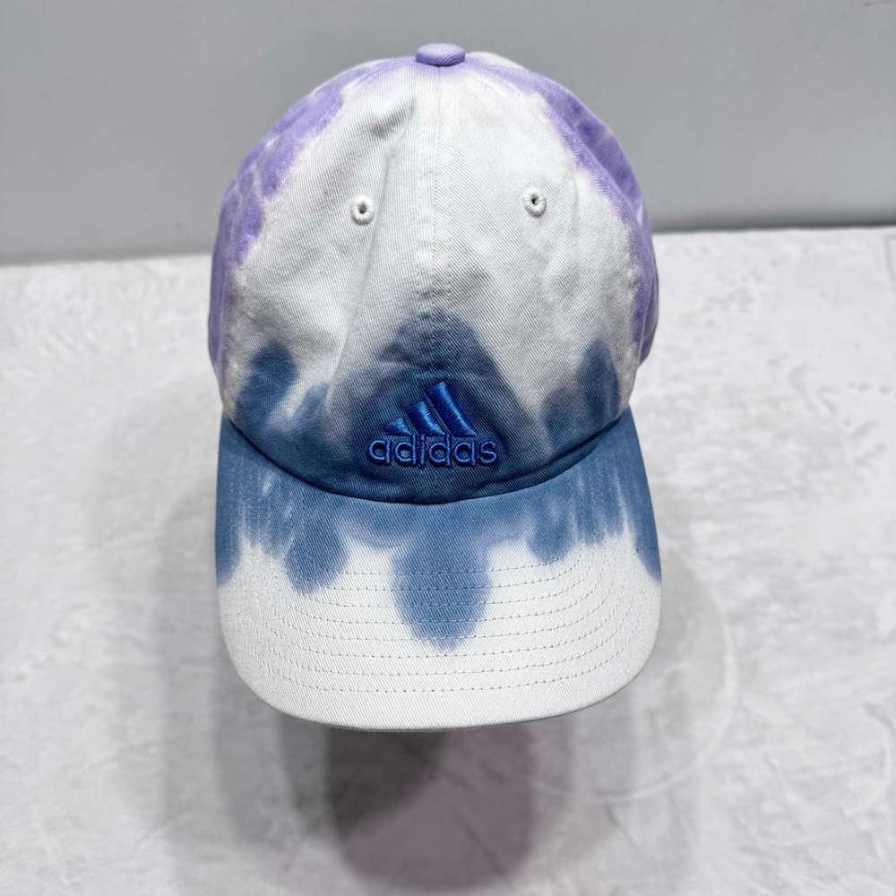 Adidas Tie Dye Ball Cap Blue Purple White Adjustable Baseball Trucker Watercolor